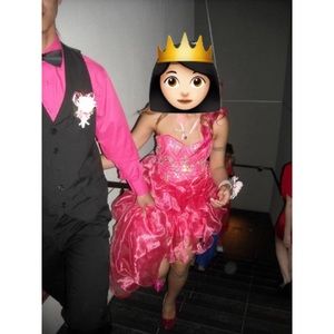 Pink formal dress with removable tail and scarf